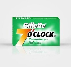 50 - Gillette 7 'o clock Double Edge Blade Stainess Steel Permasharp - $9.35
