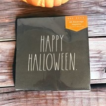 Rae Dunn Cocktail Beverage Black Paper Napkins 40 Ct Happy Halloween - £8.43 GBP