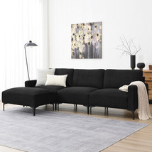 103.5*59&quot; Modern L-shaped Sectional Sofa, 4-seat Velvet Fabric Couch Set - £449.01 GBP