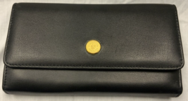 University of Iowa Black Genuine Leather Clutch Wallet Gold Medallion - £12.80 GBP