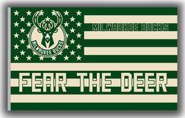 Milwaukee Bucks Basketball team Fear The Deer Flag 90x150cm3x5ft Fan Best Banner - £12.13 GBP