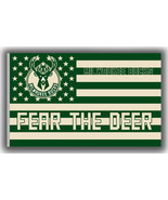 Milwaukee Bucks Basketball team Fear The Deer Flag 90x150cm3x5ft Fan Bes... - €13,07 EUR