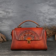 Vintage Genuine Leather Women Shoulder Bags For Ladies Handmade Embossed Handbag - £116.69 GBP