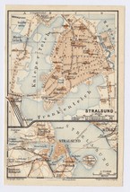 1914 Original Antique Map Of Stralsund MECKLENBURG-VORPOMMERN Germany - £17.09 GBP