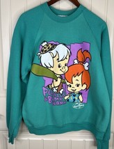 Vintage 80s The Flintstones Pebbles Bamm Bamm Hanna Barbera Crewneck Sz Large - £22.25 GBP