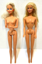 Vintage 86 and 98 Mattel Barbie Lot of 2 Nude with Earrings Blonde Blue Eyes 12&quot; - £13.81 GBP