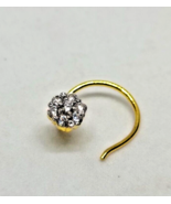 0,10 Ct Rond Simulé Diamant Fleur Piercing Nez Épingle Plaqué Or Jaune 14K - $21.48
