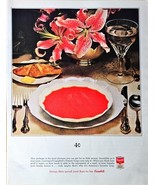 Campbells Tomato Soup dinner lunch flowers-1964 Vintage Print Ad - $14.44 CAD