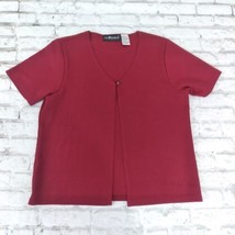 Sag Harbor Blouse Womens Medium Petite Red Short Sleeve Knit Layered Look - £14.22 GBP