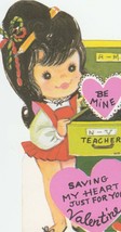 Vintage Valentine Card Girl and File Cabinet 1960s Saving My Heart For You - £6.11 GBP