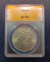 1889 Morgan Silver Dollar $1 Certified AU 58 by ANACS About Uncirculated - $79.00