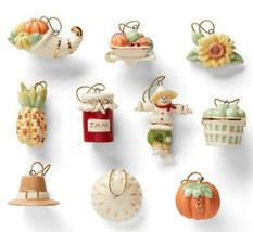 Lenox Autumn Favorites 10 Piece Mini Ornament Set Thanksgiving New (No Tree) - $89.90