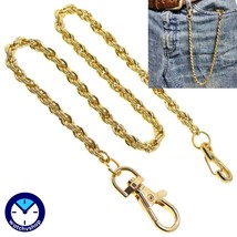 Pocket Watch Chain Albert Chain Gold Color Rope Chain Swivel Lobster Clasp FC76 - £14.13 GBP