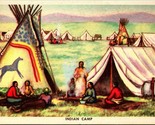 Postcard Indian Camp No. 1 1949 C.E. Engle Andrew Standing Soldier Unused - $4.42