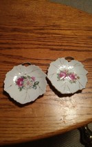Pair of 2 VIntgae Japan Marked Porcelain Leaf Shape Rose Design Dishes 4... - £14.25 GBP