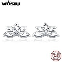 WOSTU New Fashion 925 Silver Lotus Flower Stud Earrings For Women Classic Romant - £16.10 GBP