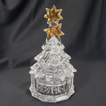 Vintage Mikasa 7&quot; Christmas Tree Candy Dish Cut Glass Crystal Clear With Lid - $21.49