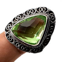 Green Amethyst Faceted Vintage Style Handmade Ethnic Ring Jewelry 7.75&quot; ... - £5.08 GBP