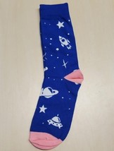 Royal Blue Outer Space Socks Novelty Unisex 6-12 Crazy Fun SF33 - £6.20 GBP