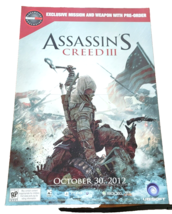 Assassin&#39;s Creed III 3 Ubisoft 2012 Gamestop Exclusive Display Poster 48x33 - £70.11 GBP