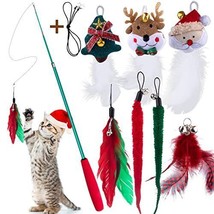 9PCS Christmas Cat Toy Replaceable Feather Cat Toys Attachments Retractable Cat - £11.99 GBP