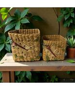 Vintage Woven Basket Set with Dragonfly Motif Natural Straw Storage Bins - €26,08 EUR