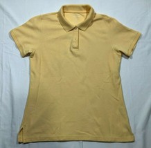 LL Bean Polo Shirt Womens S Yellow Button Neck Short Sleeve Collared Cotton - £9.64 GBP