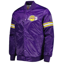 NBA Los Angeles Lakers Purple Satin Bomber Letterman Varsity Baseball Jacket - £82.55 GBP