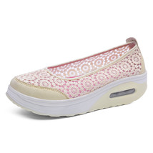 6 Colors Lace Hollow Slip On Flat Shoes Air Cushion Platform Sneakers Female Sha - £27.70 GBP