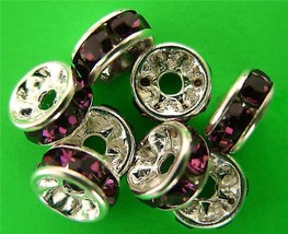 1 6mm Swarovski Rondelle -- Silver Plated/Amethyst - £0.81 GBP