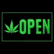 220093B Open Marijuana Hemp drag Weed Drug High Style Exhibit LED Light Sign - $21.99