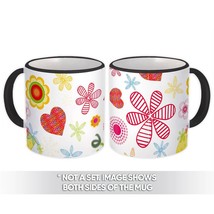 Colorful Graphic Flowers : Gift Mug Daisy Pattern Peace Sign Abstract Mandala Hi - £12.81 GBP