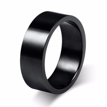 Vnox Stylish Wedding Bands for Couples Black Stainless Steel Rings for Women Men - £6.76 GBP