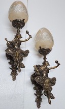 Art Nouveau Mid Century Vintage Style Brass Mermaid Wall Sconce Light Lot of 2 - £824.21 GBP