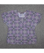 Los Angeles Rose Women&#39;s Scrub Top Size XL Purple Gray Geometric - £7.24 GBP