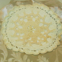 CROCHET DOILIE bottom layer white top layer pale yellow 7" diameter (app... - $7.80
