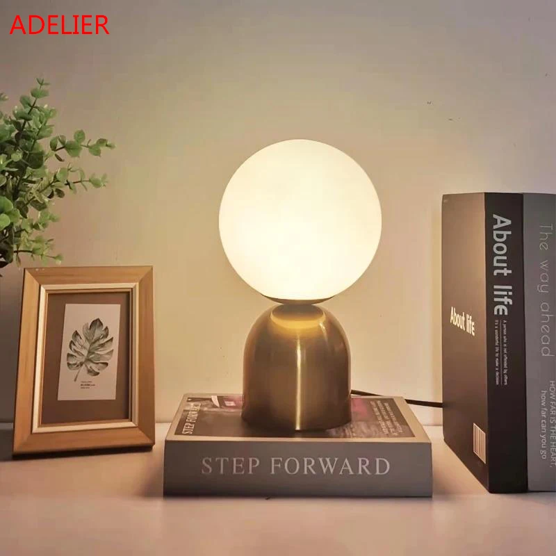 Nordic Glass ball Design Brass table lamp Creative Bedroom Bedside Light... - $63.45+