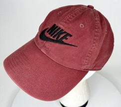 Vintage Nike 1Size Original Swoosh Logo Strapback Hat Red  - $21.73