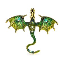 Dragon Brooch Celebrity Good Luck Pin Vintage Look Gold plated Queen Broach S9 - £14.39 GBP