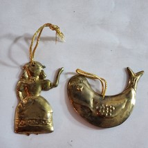 Brass Christmas ornament lot one of the maids and the partridge from 12 days - £5.50 GBP