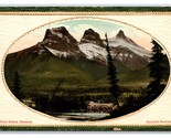Three Sisters Mountains Canmore Alberta Canada Embossed Faux Frame Postc... - $3.91