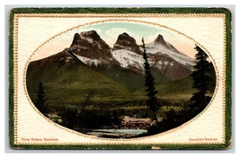 Three Sisters Mountains Canmore Alberta Canada Embossed Faux Frame Postcard N22 - £3.08 GBP