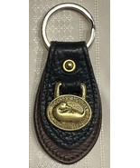 Dooney &amp; Bourke Vintage Leather Keychain Key Fob Duck Navy Blue Brass - $22.00