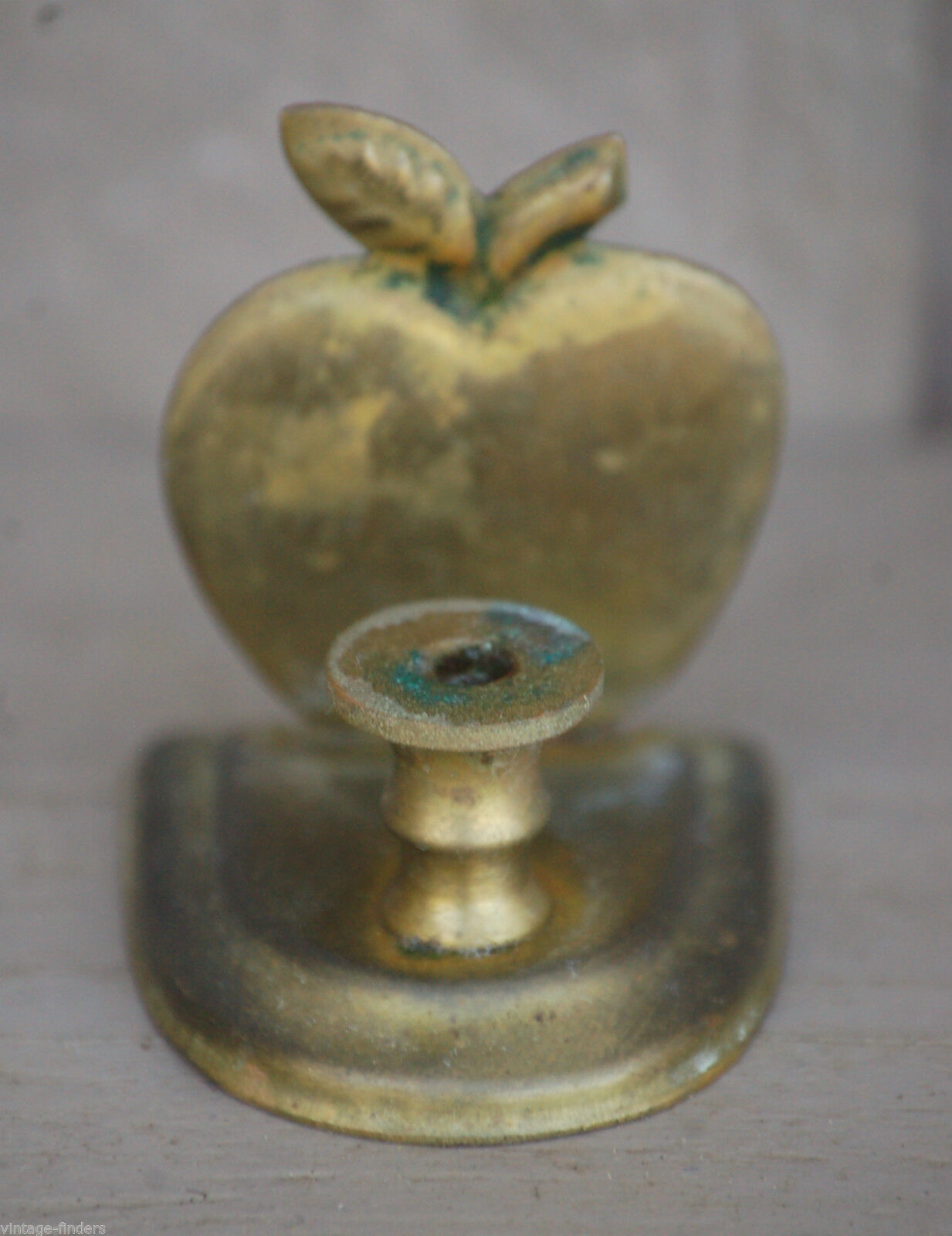 Vintage Style Brass Doll House Shadowbox Apple on Stand Country Farm Decor - $6.92