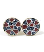 Sterling Silver and Glass Abstract Pattern Cufflinks  - $78.21