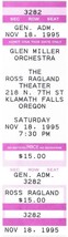 Vintage Glen Miller Ticket Stub November 18 1995 Klamath Falls Oregon - £11.62 GBP