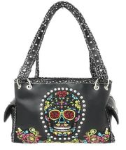 Texas West Women&#39;s Embroidered Metal Skull Purse Handbag and Wallet set in 7 col - £23.06 GBP+