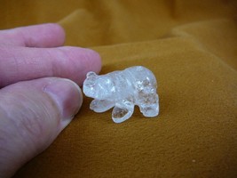 Y-BEA-543) 1&quot; clear Quartz crystal Bear walking gemstone FIGURINE cub carving - £6.75 GBP
