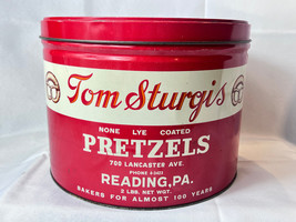 Tom Sturgis Pretzels Tin 2 Lb Container The Original Old Time Pretzel Re... - $39.55