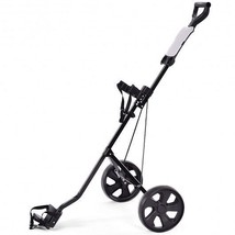 Folding 2 Wheels Push Pull Golf Cart Trolley with Scoreboard - Color: Black - €110,14 EUR